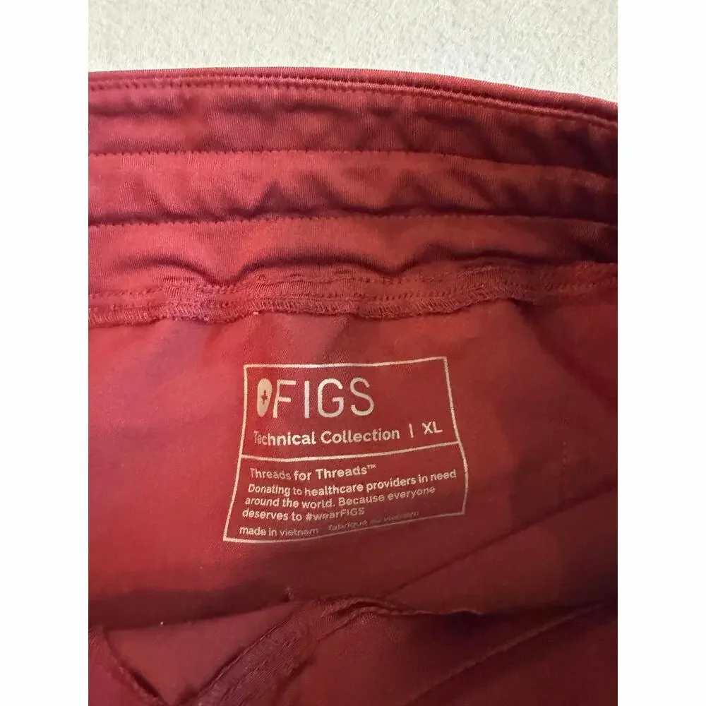 FIGS Technical Collection Jogger Scrub Pants Burgundy Wine women’s XL